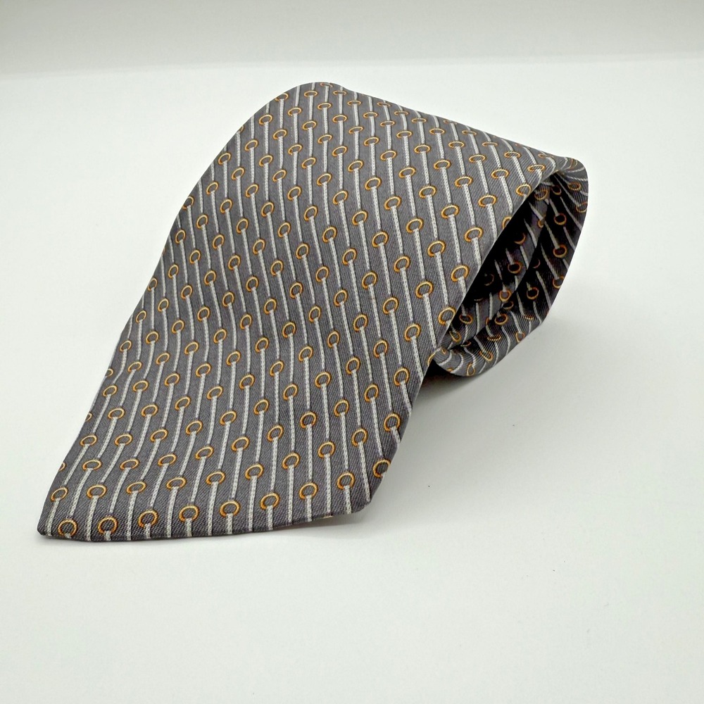 Brooks Brothers Tie Mens Gray Silk Geometric Pattern Made In USA‎ Dress